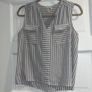 White Pinstripe Business Tank Top